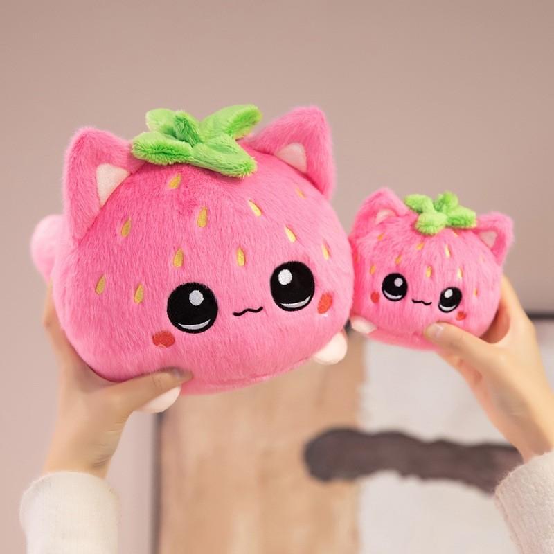 Apple Eggplant Carrot Strawberries Cat Plush Toy With Pp Cotton Filling For Kids Bedroom Decor Gift For Girls And Boys