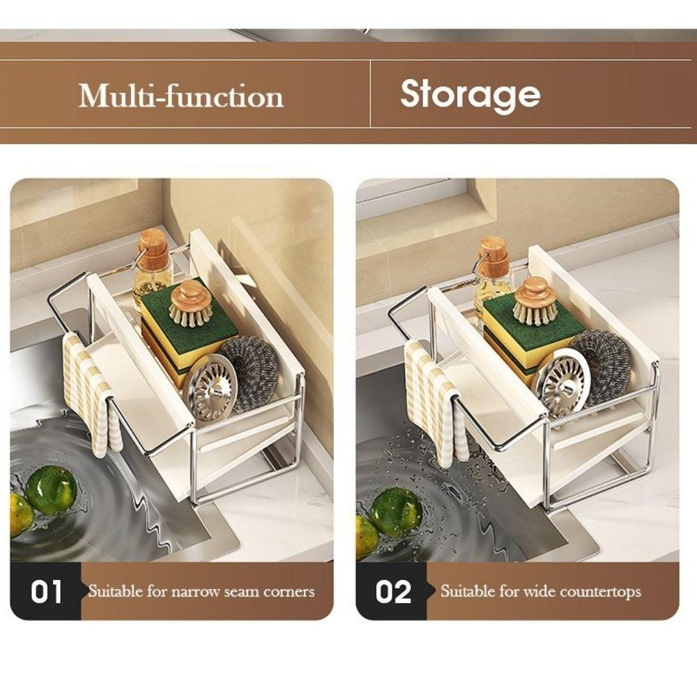 Carbon Steel/Stainless Steel Sponge Holder Self Drain Storage Rack  Home Organization