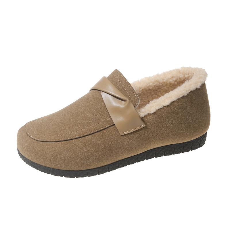 Fashion Padded Warm Cotton Shoes Women's Autumn Winter New Retro Round Toe Flats Slip on Soft Bottom Suede Comfortable Females Shoes