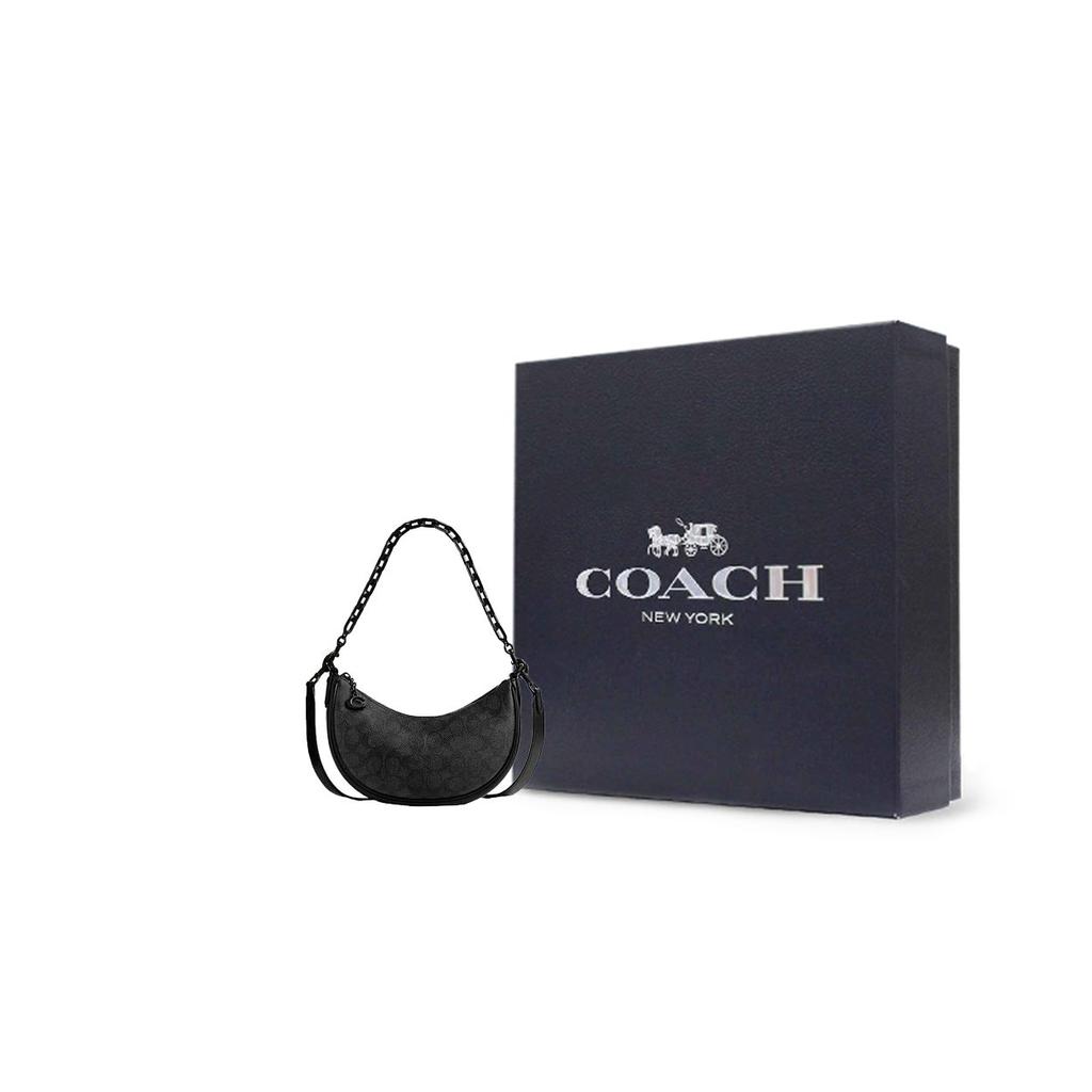 Coach Mira 24 Classic Monogram Chain Zip Closure Half Moon Bag Women Handbags CQ764-MWO1U