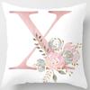 White Pink Alphabet Pillowcase Letter A-Z Flower Pillow Cover Sofa Cushion Cover Home Decor Pillow Cover