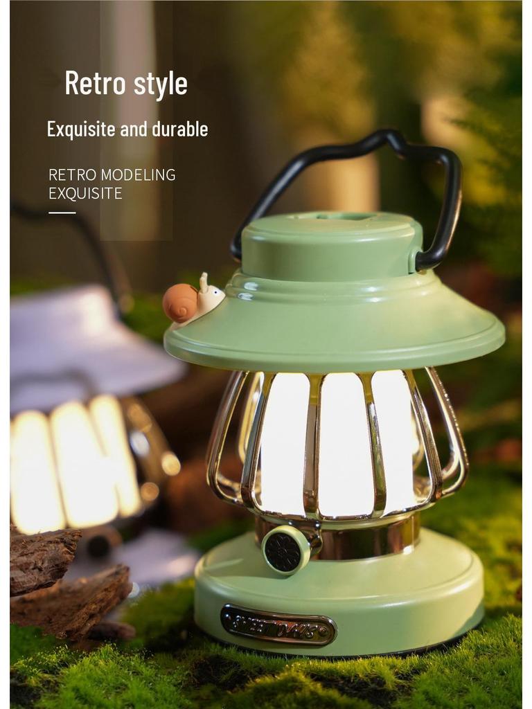Portable Rechargeable Retro Camping Lantern - Handheld Tent Light & Creative Outdoor Atmosphere Lamp.
