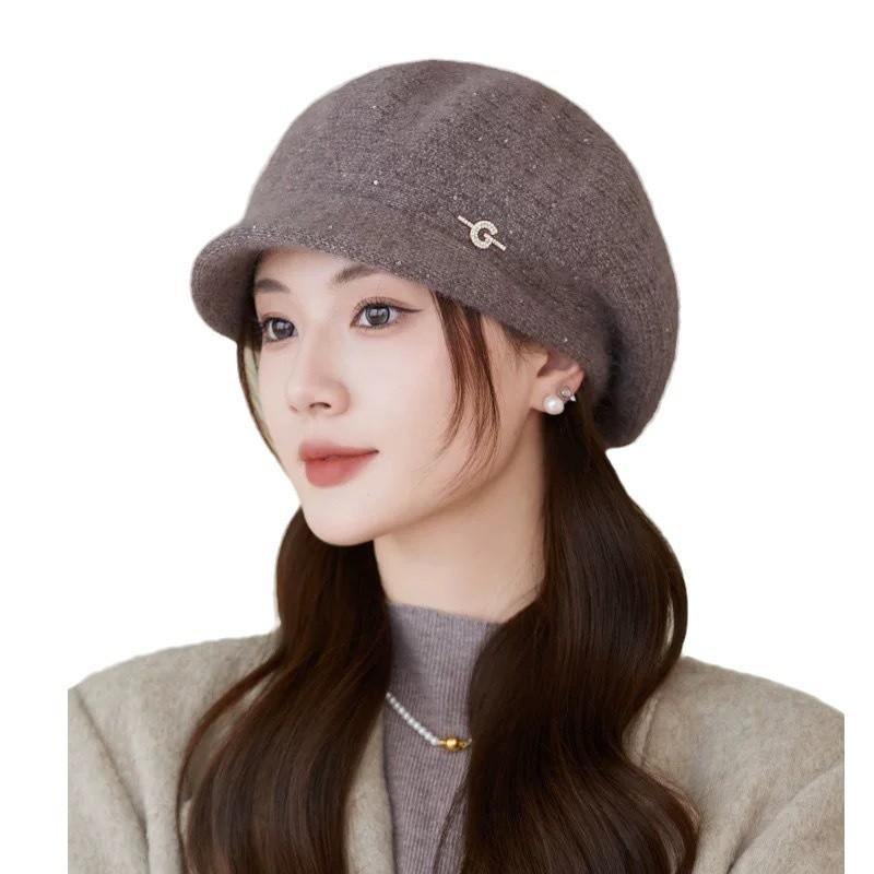 Hat Women'S Knitted Hat Warm Cap Mom Grandma Winter Wool Hat Foreign Style