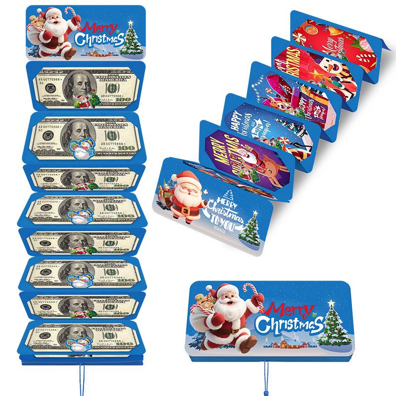 2026 Santa Claus Christmas Money Box with 10 Card Slots - US Dollar Red Envelope Surprise Party Gift