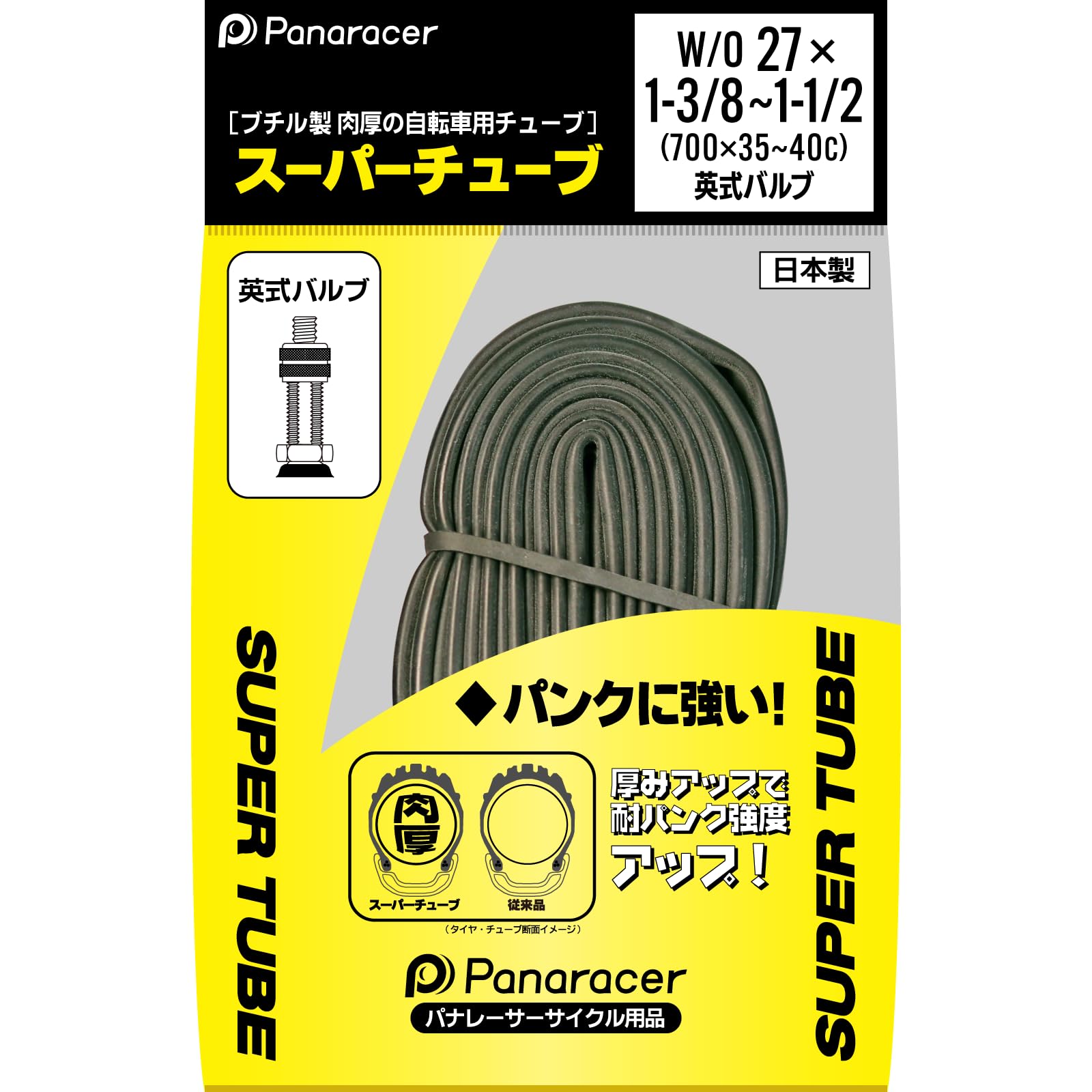 Panaracer Super Tube Английский вентиль SUPER TUBE Сделано в Японии Б/У 27×1 3/8-1 1/2 (700×35-40C) 0TW27-83E-SP чёрный