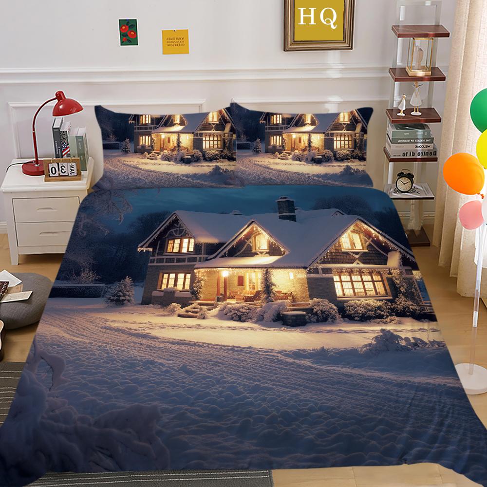 Christmas Printed Bedspreads Twin Size Microfiber Bedding Cover Teens Luxury Design Fashion Duvet Cover Set