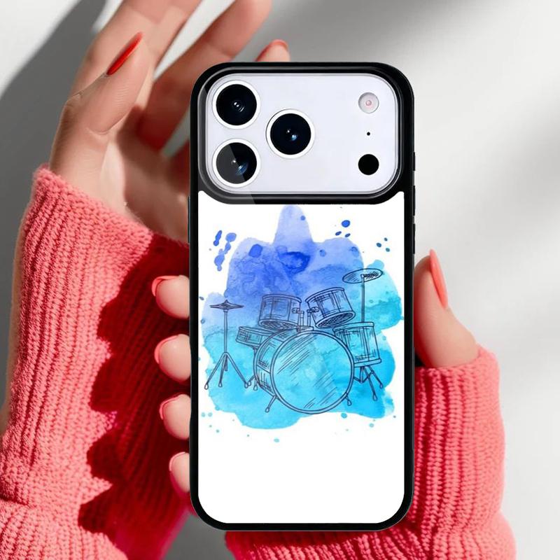 Musical Instrument Drum Phone Case for iPhone 17 Air 16e 15 14 13 Pro Max Back Cover for 12 11 Pro Coque