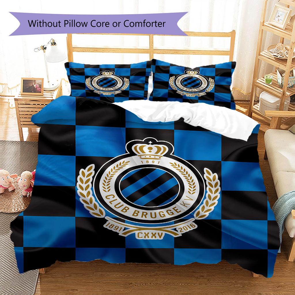 Club Brugge KV Pattern Bedding,Quilt Set Quilt Cover Pillowcase Home Birthday Gift(1 * duvet cover + 2 * pillowcase, without core)