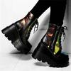 Platform Ankle Boots for Women Designer Goth Punk Cool Motorcycle Shoe Side Zipper Lace Up Ladies High-Top Cowboy Botas Size 43