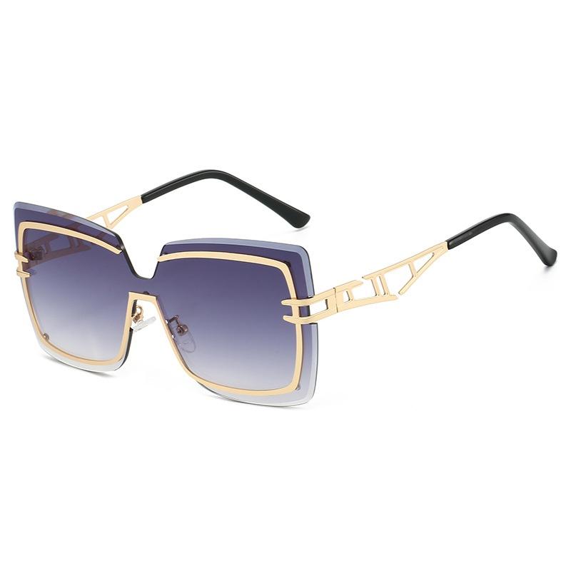 New Luxury Frameless Gradient Square Women Sunglasses  Brand Double Beam Hollow Frame Design Men Trendy Sun Glasses Uv400