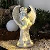 Solar Powered Angel Resin Garden Statue Outdoor Decor Patio Yard Home Decoration Floral Fairy Sculpture