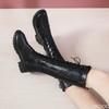 Fashion Comfortable Non-slip Trendy Women's Boots Winter New Style Round-toe Thick-soled Cross-strap Fashionable versatile women shoes