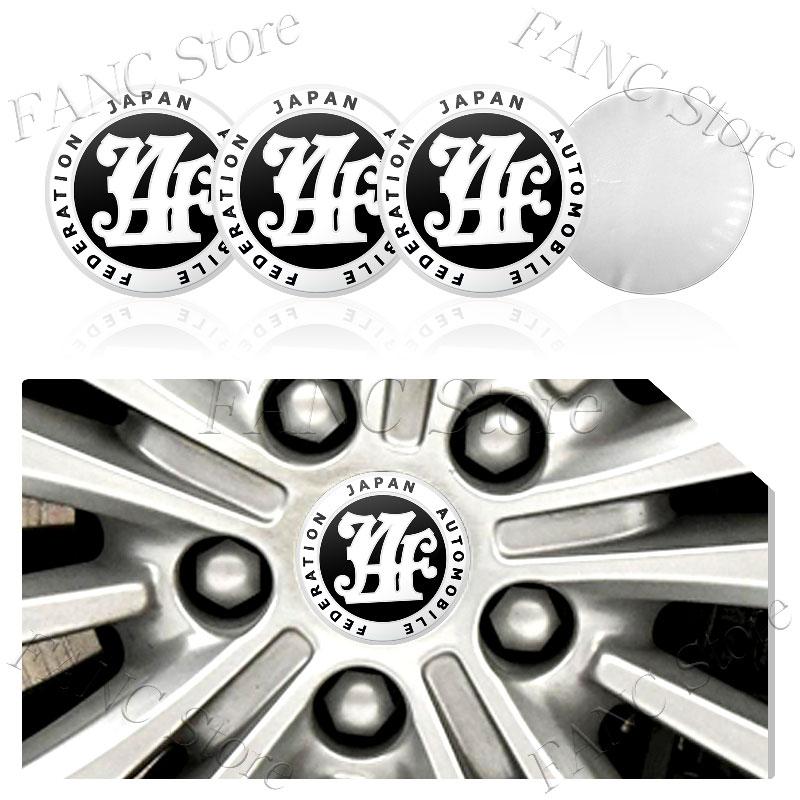 AAZD1 4Pcs 56/60mm JAF Japan Automobile Federation JDM Emblem Car Wheel Center Hub Cap Rim refit  Badge Cover Universal Sticker