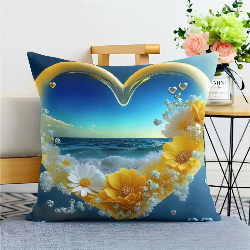 Ocean Beautiful Love Pillowcase Dormitory Decoration Office Living Room Home Pillowcase