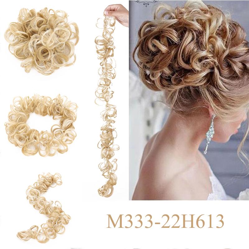 Messy Bun Scrunchie Hair Wrap Fluffy Pony Tail Curly Touseld nScrunchy Updo Donut Chignons für Frauen