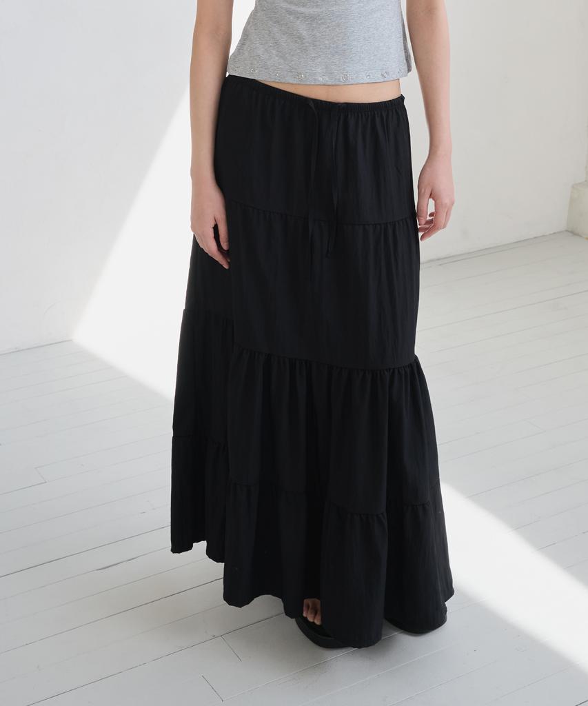 Dear Stalker Maren Tiered Maxi Skirt - Black