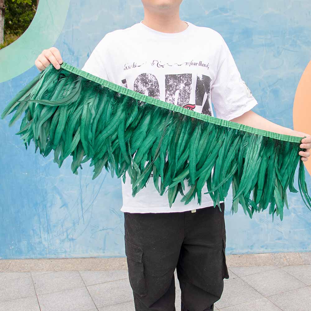 1 Meter Natürliches Rotes Hahnenhechel Federbesatz Fransen 10-12 Zoll Hochzeit Karneval Party Dekoration DIY Kleidung Nähen Handwerk