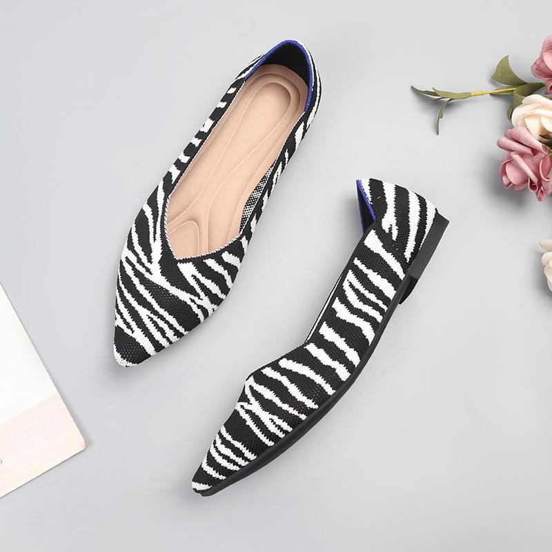 Spring and Autumn Flying Single Shoes Doudou 41 Flat Bottom 43 Large Size Women's Shoes Knitted Ladyshoes Pregnant Women