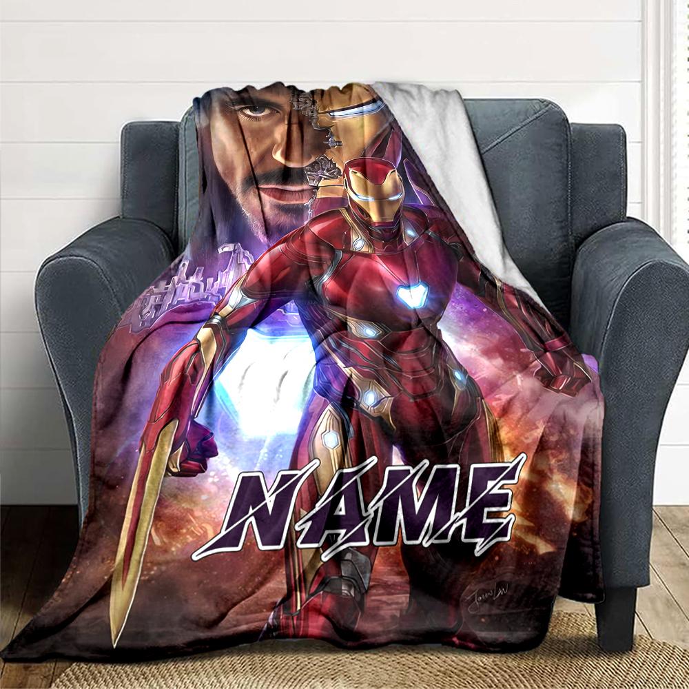 Custom Name Iron Man: Hero's Journey Blanket for Couch & Bed, Plush Cozy Fuzzy Blanket Super Soft & Warm Blankets for Fall and Winter. 090810