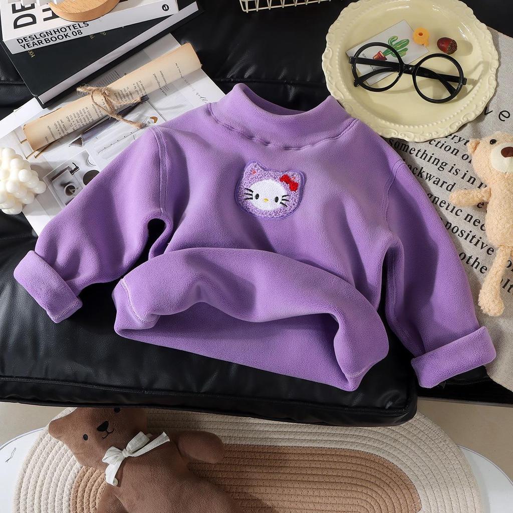 Children's Fleece-Lined Base Layer Shirt, Unisex, Autumn/Winter, Semi-High Collar