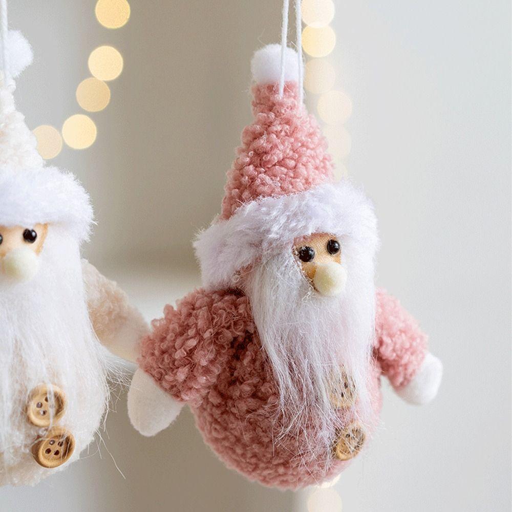 2pcs Soft Plush Santa Claus Pendant Handmade Xmas Tree Pendant  Party Favors