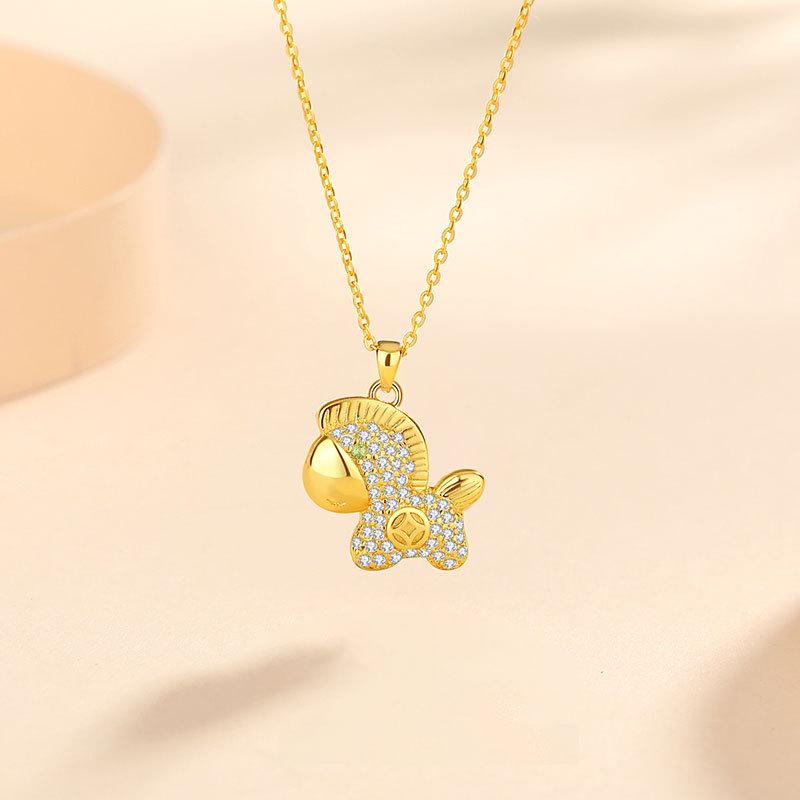 Tichiya Zodiac Horse Necklace: S925 Sterling Silver Luxury Women s Clavicle Chain 2026 Style. 925 Silver