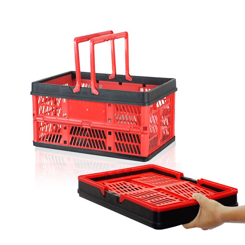 Foldable Plastic Shopping & Storage Basket for Market, Picnic, & Home