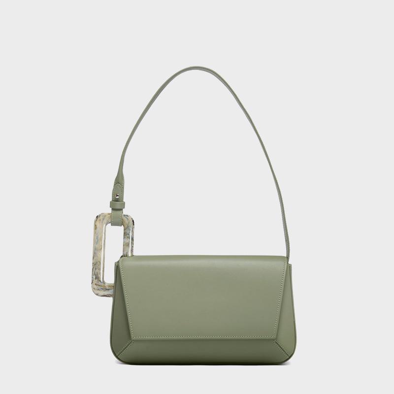 Ladies' New Niche Trendy Bag with Contrasting Colors, Geometric Splicing Acrylic Square Buckle, Single Shoulder Armpit Bag, Small Square Bag