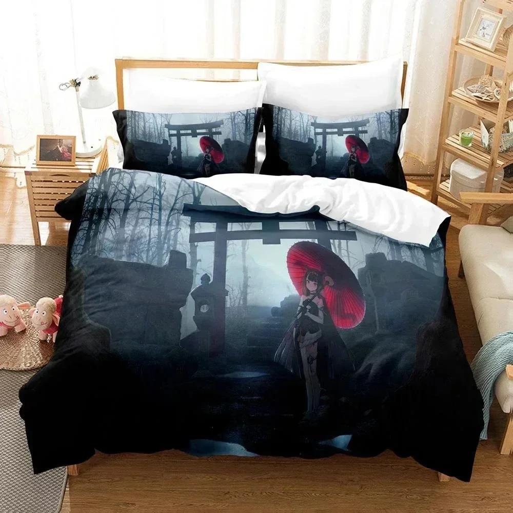 3D Ninomae Inanis holoEN Bedding Set Duvet Cover Sheet Printed Bed Set Pillowcase Bed Full Queen King Size Comforter Bedroom
