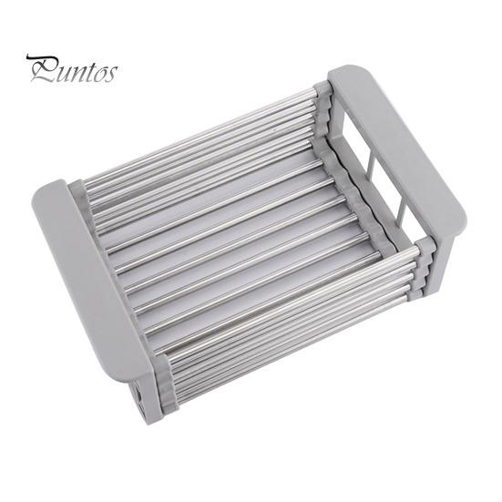 

Сливная полка из нержавеющей стали, выдвижная конструкция, большая емкость, устойчивая к ржавчине, устойчивая к коррозии, органайзер для полой сливной полки для кухонной раковины S серый