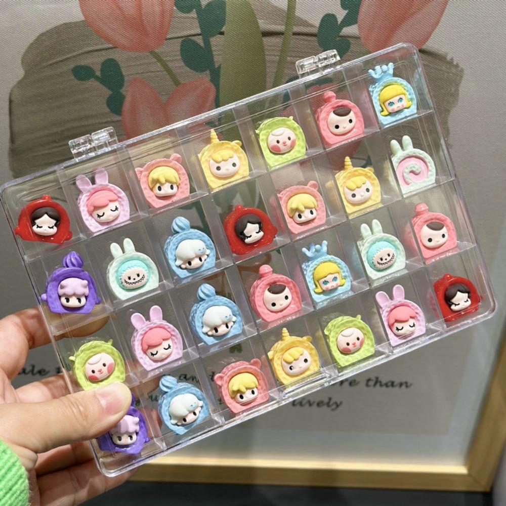 Clear Plastic 28 Grid Jewelry Box Durable Compartment Storage Box Tabletop Organizer Doll Display Case Earring Bead Container