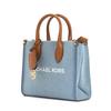 Michael Kors MK Mirella Logo Hardware Zipper Pocket Cotton Denim Tote Bag Women Tote Bags Light-Blue 35F3G7ZC5C-DENIM