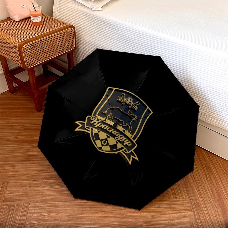 Motif FC Krasnodar, parapluie pliant automatique, design portable et pliable, 8 baleines, un cadeau de Noël ou d'anniversaire.
