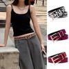 Metal Buckle Leopard Print Belt Y2K Punk Waistband Fashion PU Leather Waist Belt  Female/Girls