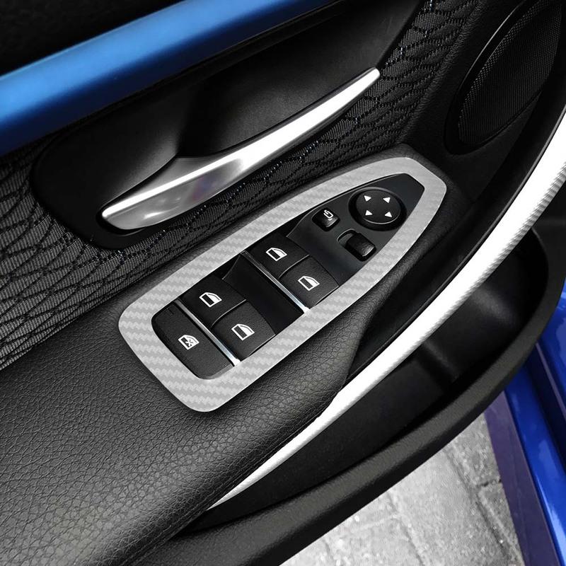 4Pcs For BMW F30 F35 3 Carbon Fiber Interior Door Window Lifter Control Switch Decor Armrest Panel Trim Car Styling Accessories