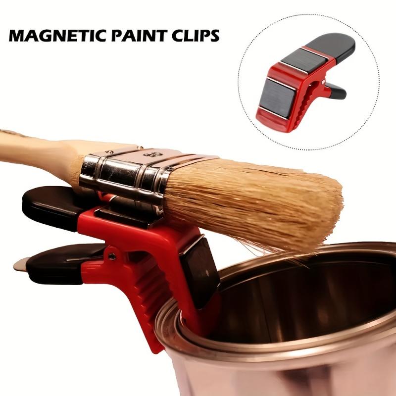 Double-Sided Magnetic Paint Brush Clip | Plastic Paint Can Holder with Built-in Opener for Painters Diy Tool Parts Accessories