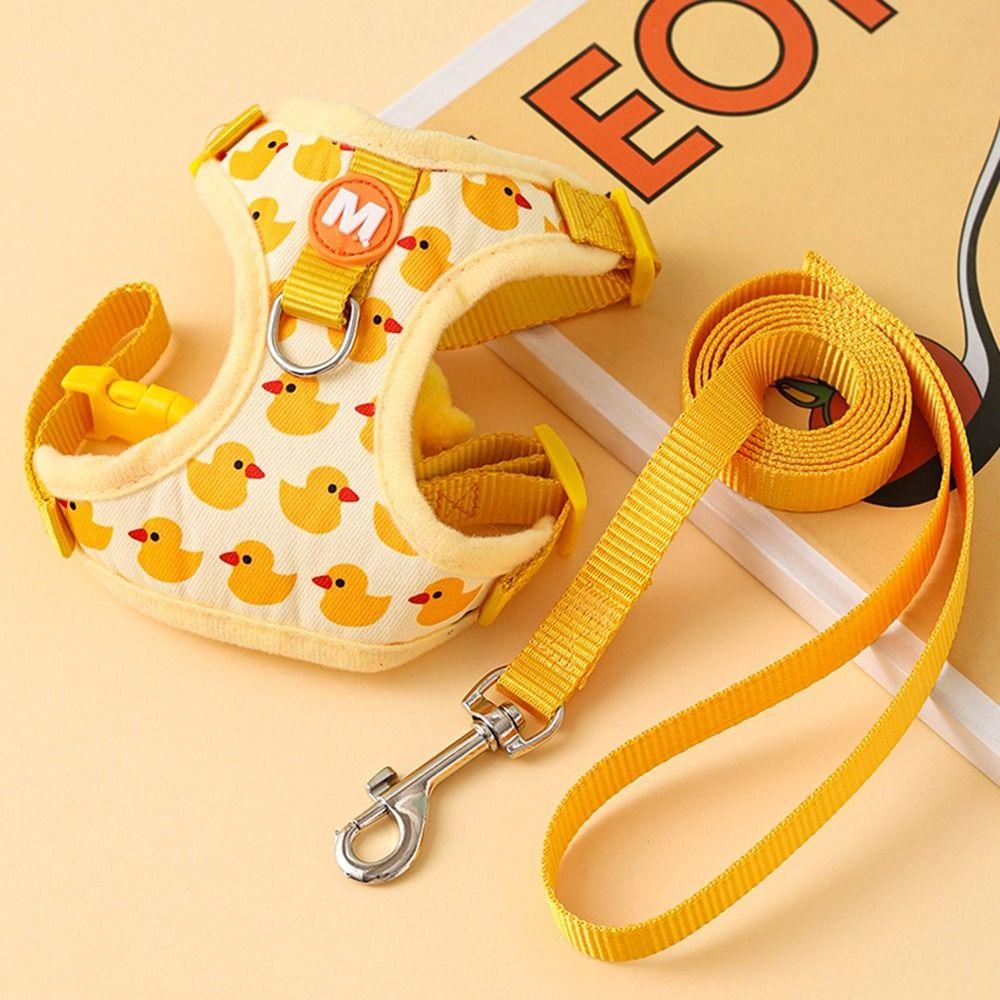 Nylon Cartoon Duck Dog Harness Vest Style Dog Traction Rope Durable Cartoon Dog Leash  Yorkshire