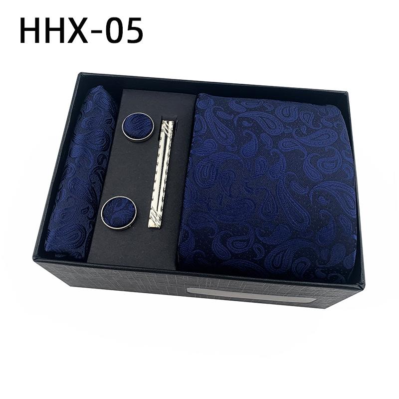 Paisley Men'S Tie Square Cuff Tie Clip Gift Box Set Business Casual Tie Black Gift Box