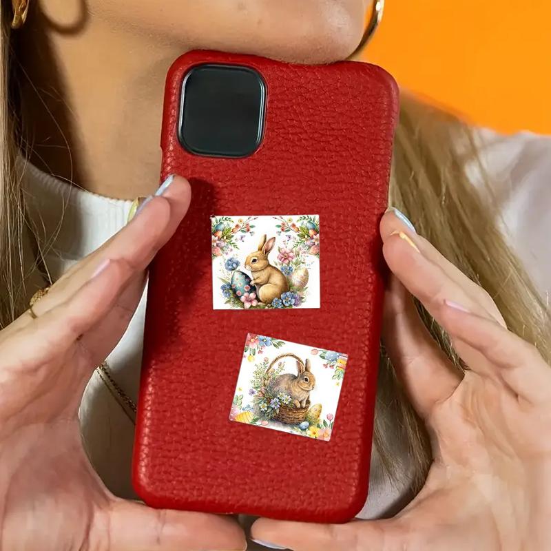 6PC Self-Adhesive Stickers Seasonal Decoration Easter Bunny Decals Easter Rectangle Shape For DIY Mugs Tea Cups