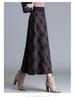 Plaid A-Line Knit Midi Skirt with Elastic Waist - 2025 Autumn Collection