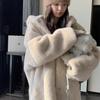 Rich Daughter Fur Coat Women's Autumn and Winter High-end Sense Hooded Loose Thickened Gentle Age-reducing Top Fluffy Coat