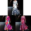 Sommer-Polyester 3D-Effekt-Print V-Ausschnitt Midi-Kleid für Büro-Chic-Frauen
