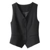 Damen Ärmellose Anzugweste Slim Fit Einreiher Businessweste V-Ausschnitt Elegante Weste Offen vorne Arbeitsblazer mit Taschen