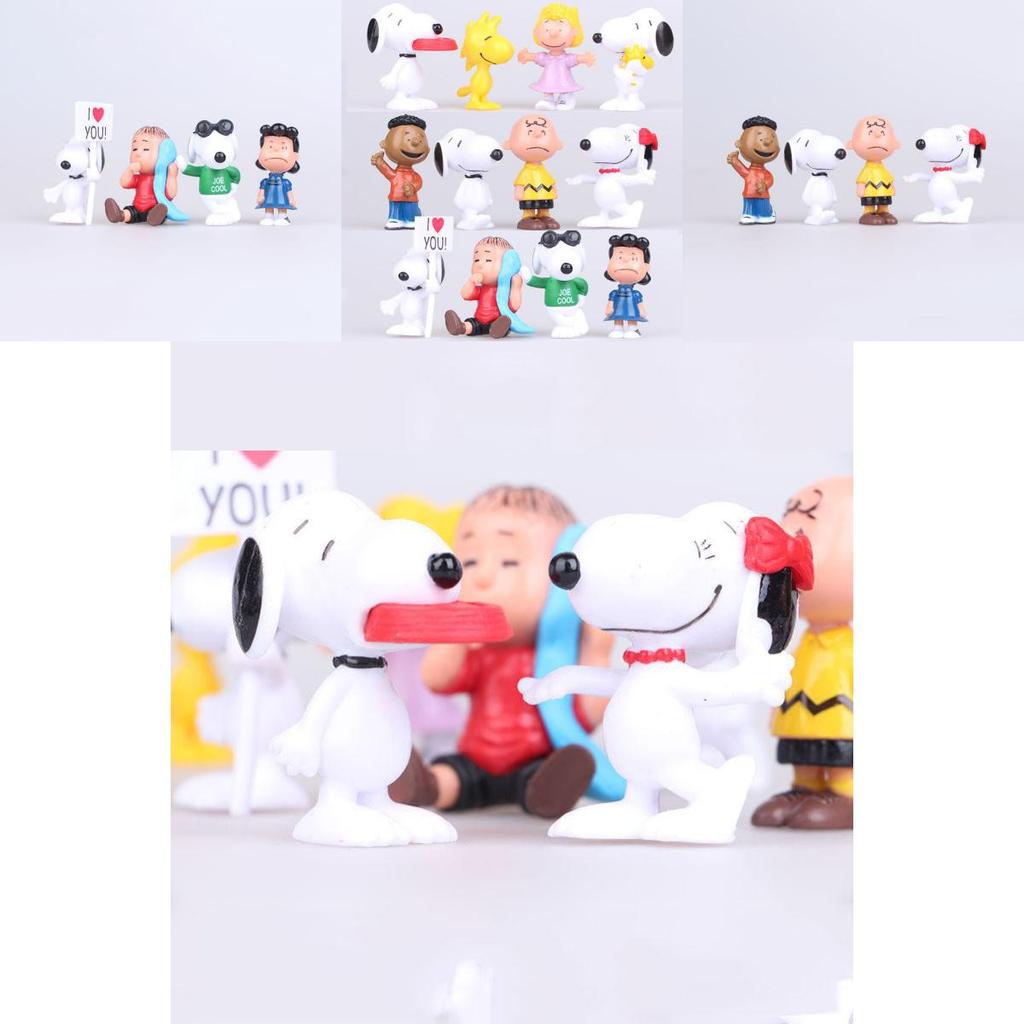 Adorable 12pcs Peanuts Charlie Brown Snoopy Lucy Franklin Figure Cake Topper Set