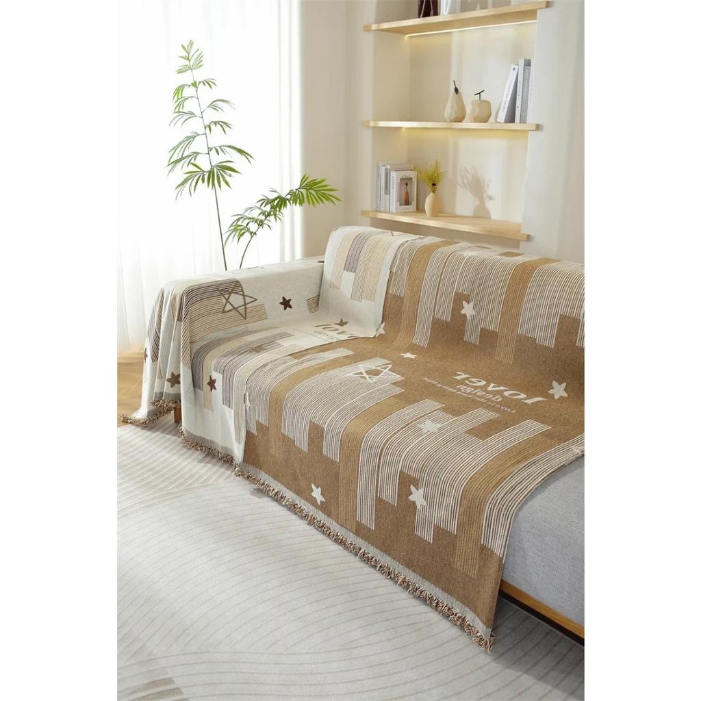 Nordic All Season Chenille Striped Sofa Cover, Jacquard Decorative Slipcover for Couch, Towel for Living Room, Home Decoration