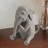 Hand Painted Elephant Model Figurine Realistic Animal Sculpture PVC Toy for Living Room Bedroom Office Decor
