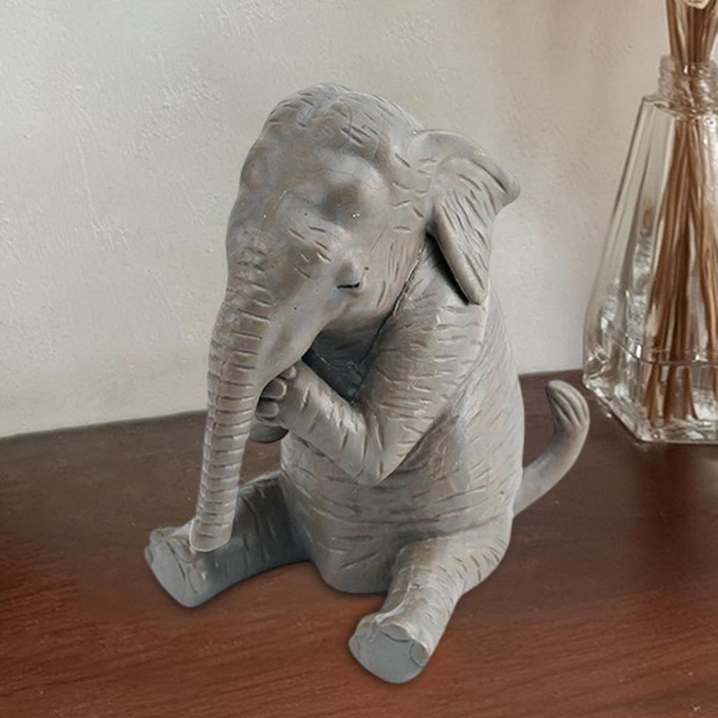 Hand Painted Elephant Model Figurine Realistic Animal Sculpture PVC Toy for Living Room Bedroom Office Decor