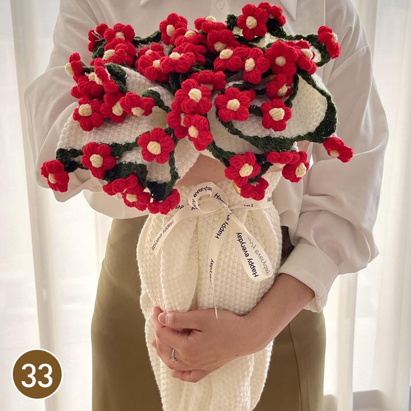 80Cm Finished Crocheted Rose Bouquet Blanket Handmade Knitted Flower Bouquet Blankets Home Decor Bed Sofa Throw Blanket Gift