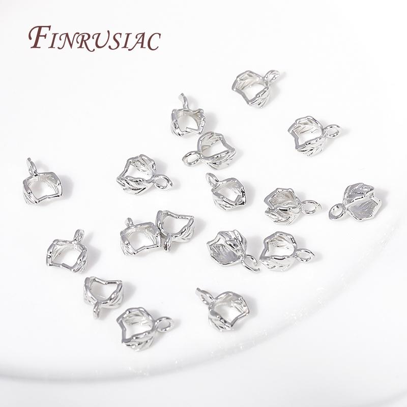 18K Gold Plated Pinch Pendant Bail Clasp Trendy Leaf Shape Bails For Jewelry DIY Findings Accessories