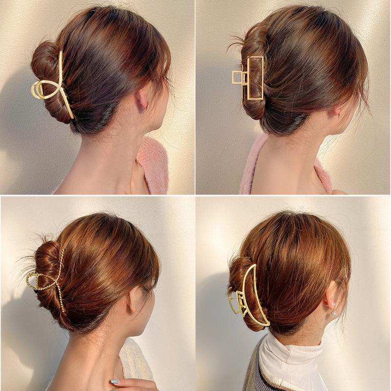 Elegant Geometric Wave Metal Gold Silver Hair Claw Clip For Women Accessories Large Punk Crab Jaw Clamps Hairgrip Headdress